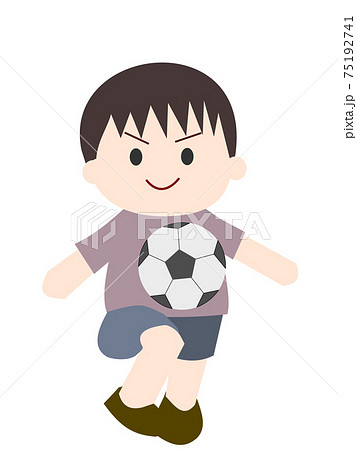 リフティングするサッカー少年のイラスト素材