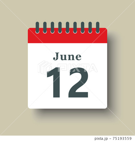 Icon day date 12 June, template calendar page Icon day date 12 June, template calendar page 75193559