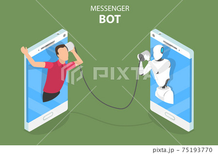 Messenger bot and ai flat isometric vector concept. Messenger bot and ai flat isometric vector concept. 75193770
