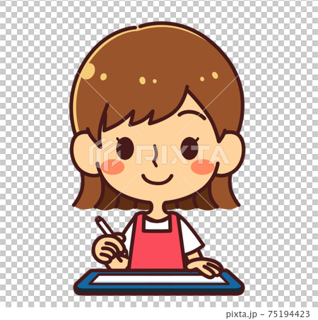 Girl studying on a tablet Girl studying on a tablet 75194423