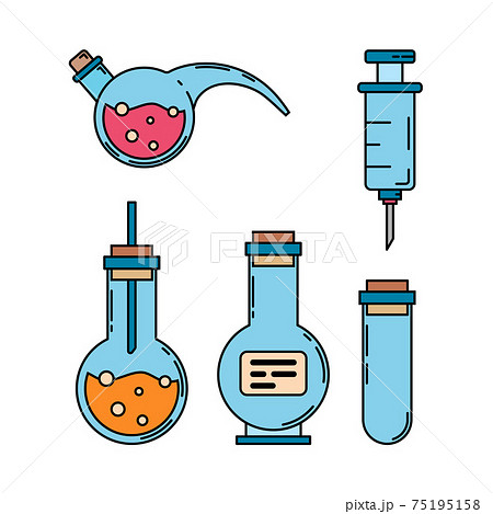 laboratory glassware icon set outline. science icon glassware