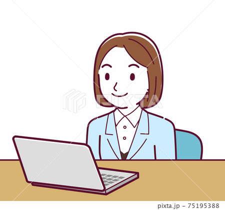 Young woman in a light blue suit_D_notepc 75195388