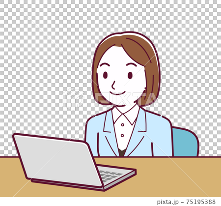 Young woman in a light blue suit_D_notepc 75195388