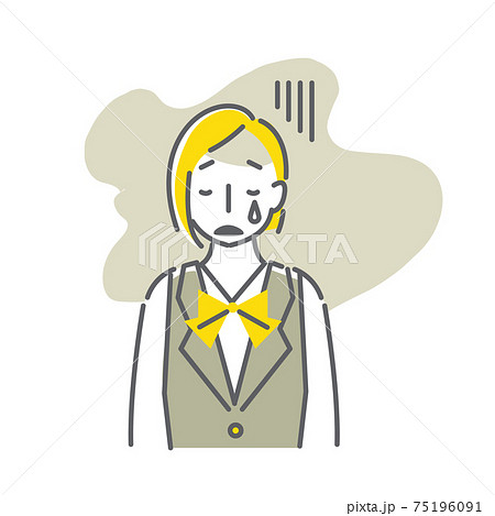 ストレスを抱え込む若い女性会社員のシンプルな線画イラスト ストレスを抱え込む若い女性会社員のシンプルな線画イラスト 75196091