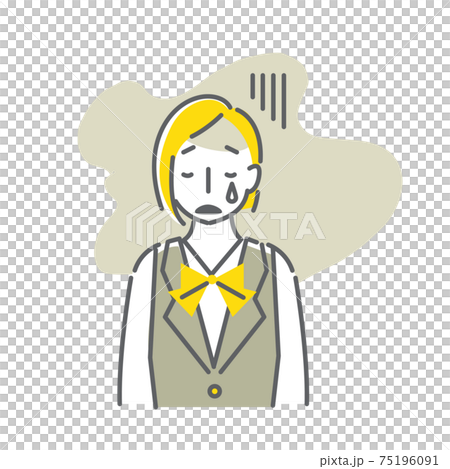 ストレスを抱え込む若い女性会社員のシンプルな線画イラスト ストレスを抱え込む若い女性会社員のシンプルな線画イラスト 75196091