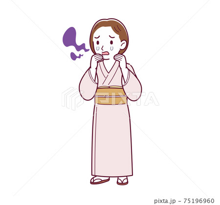 Young girl in pink kimono_B3_smell_sad01.eps 75196960
