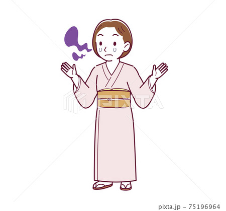 Young girl in pink kimono_B3_smell_sad03.eps 75196964