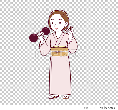 Young girl in pink kimono_B3_dumbbell_ok.eps 75197263