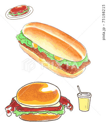 ホットドック、バーガー ホットドック、バーガー 75198215