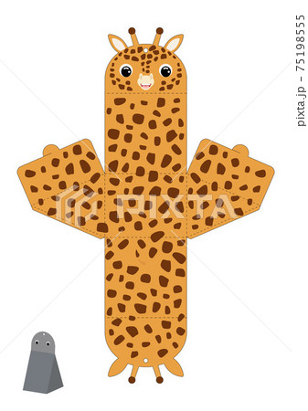 Party favor box giraffe design for sweets, candies, presents. Packaging die cut template, great for any purposes, birthdays, baby showers. Editable blueprint layout with cutting and scoring lines. Party favor box giraffe design for sweets, candies, presents. Packaging die cut template, great for any purposes, birthdays, baby showers. Editable blueprint layout with cutting and scoring lines. 75198555