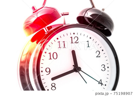 Retro alarm clock with double bell isolated on white 75198907