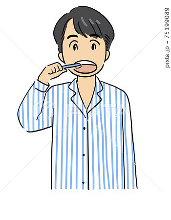 歯磨きをする男性 歯磨きをする男性 75199089