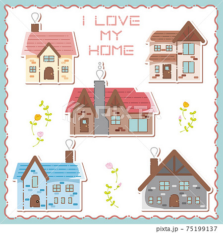 オシャレでかわいいお家のイラストのイラスト素材