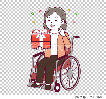 Elderly woman with gray hair_J_present_happy01.eps 75199685