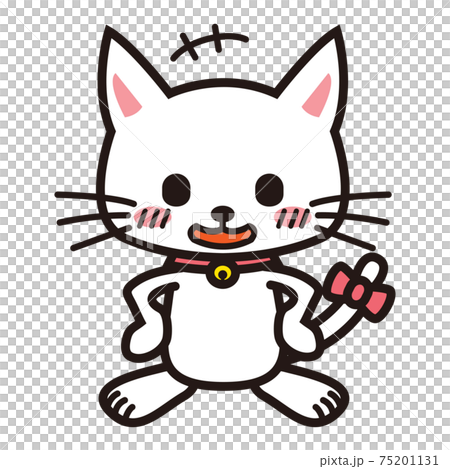 白色的貓和胸部一起笑 75201131