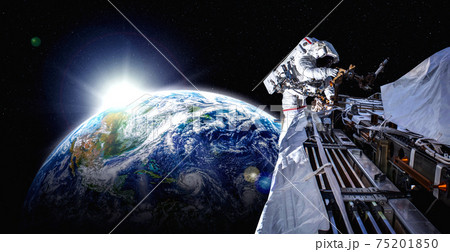 Astronaut spaceman do spacewalk while working for space station Astronaut spaceman do spacewalk while working for space station 75201850