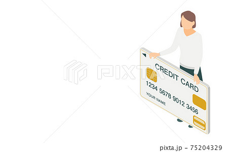 クレジットカードを利用する人のイメージイラスト、アイソメトリック クレジットカードを利用する人のイメージイラスト、アイソメトリック 75204329
