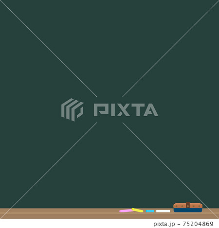 正方形の黒板とチョーク 黒板消しセット 学校 掲示板のイメージ背景 チョークの粉 木目なし のイラスト素材