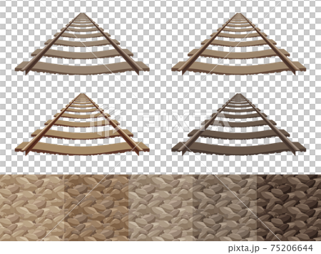 線路と敷石_バラストのイラスト素材セット 75206644