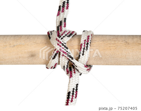 Swing hitch knot tied on synthetic rope cut out Swing hitch knot tied on synthetic rope cut out 75207405