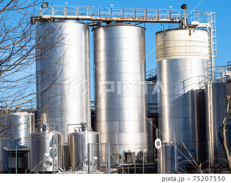 outdoor tanks of dairy factory in Certosa di Pavia outdoor tanks of dairy factory in Certosa di Pavia 75207550