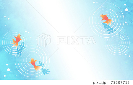 真上から見た金魚が泳ぐベクターイラスト背景 波紋 コピースペースのイラスト素材