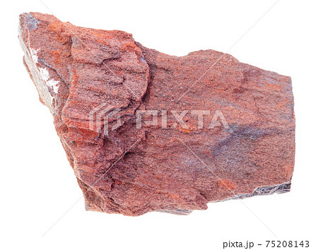 raw jaspilite (jasper taconite) rock on white 75208143