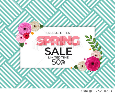 Spring Natural Flowers Sale Background Poster Template. Vector Illustration Spring Natural Flowers Sale Background Poster Template. Vector Illustration 75210713