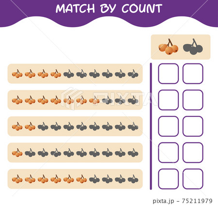Match by count of cartoon loquat. Match and count game. Educational game for pre shool years kids and toddlers Match by count of cartoon loquat. Match and count game. Educational game for pre shool years kids and toddlers 75211979