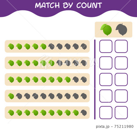 Match by count of cartoon lime. Match and count game. Educational game for pre shool years kids and toddlers Match by count of cartoon lime. Match and count game. Educational game for pre shool years kids and toddlers 75211980