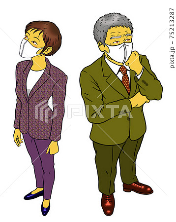 マスクをした、経営者男性と、女性社員 マスクをした、経営者男性と、女性社員 75213287