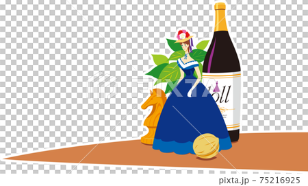 Illustration of tabletop dolls and still life Illustration of tabletop dolls and still life 75216925