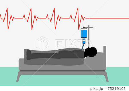 病人と心電図のイラスト素材