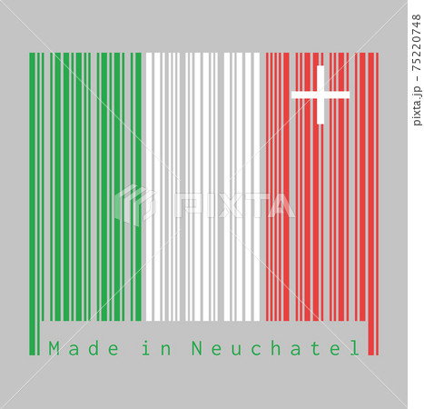Barcode set the color of Neuchatel flag, The canton of Switzerland. 75220748