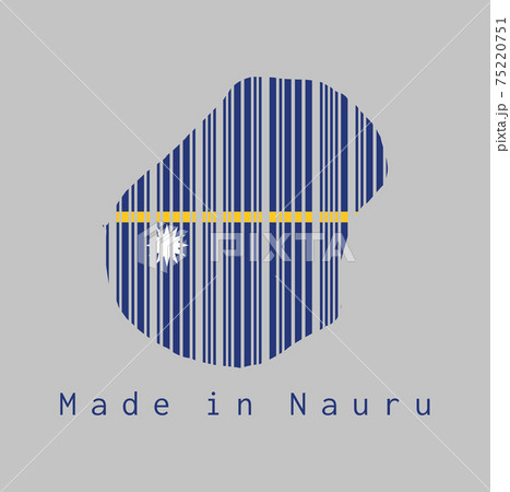 Barcode set the shape to Nauru map outline and the color of Nauru flag on grey background. 75220751