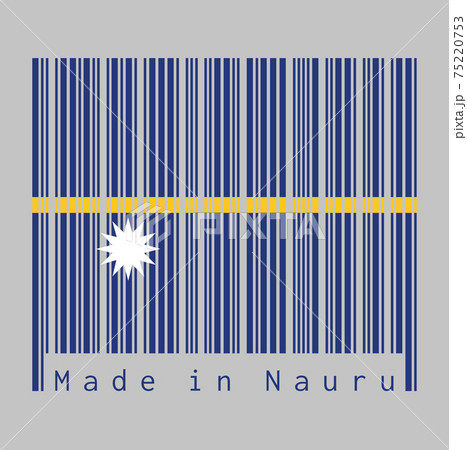 Barcode set the color of Nauru flag, text: Made in Nauru. concept of sale or business. Barcode set the color of Nauru flag, text: Made in Nauru. concept of sale or business. 75220753