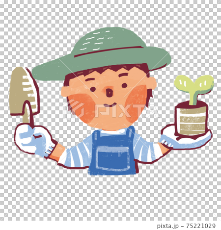 A person with a shovel and seedlings 75221029