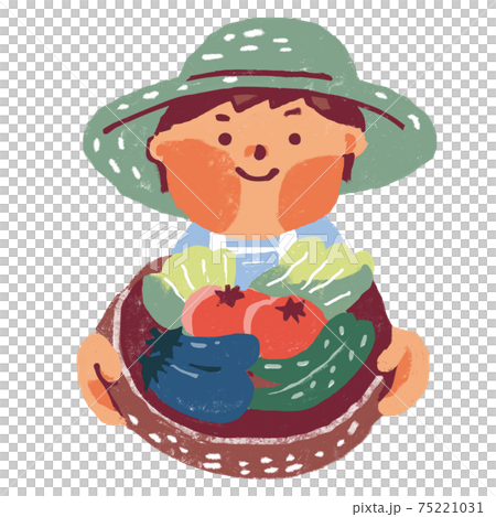 野菜の入ったかごを持つ人物 75221031
