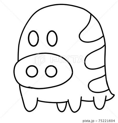かわいいイノシシb 線画のイラスト素材 75221604 Pixta