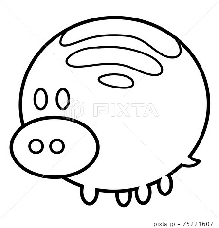 かわいいイノシシ うりぼう 線画のイラスト素材 75221607 Pixta