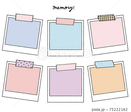 フォトフレームとマスキングテープのイラストセットのイラスト素材