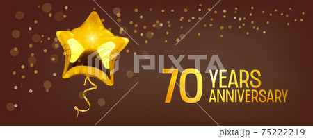 70 years anniversary vector logo, icon. Graphic element with golden color balloon 75222219