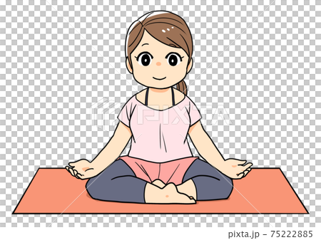 ヨガ安楽座のポーズをする女性のイラストのイラスト素材