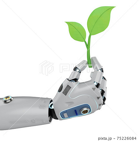 robot arm with green leaves 75226084