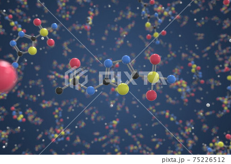 Molecule of Acetazolamide. Molecular model, science related 3d rendering 75226512