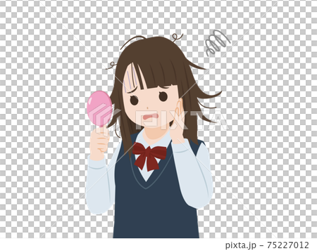 寝ぐせに悩む 学生 女子生徒 女の子 美少女 寝癖 上半身 イラスト素材 寝ぐせに悩む 学生 女子生徒 女の子 美少女 寝癖 上半身 イラスト素材 75227012