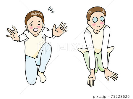 慌てる男性、涙目の男性 75228626