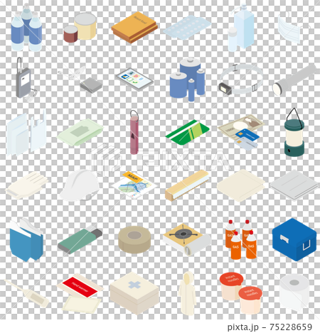 Icon set of daily necessities that is useful in the event of a disaster Icon set of daily necessities that is useful in the event of a disaster 75228659