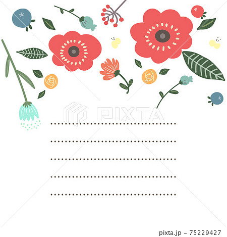 おしゃれな花のお手紙フレーム落書き風のイラスト素材