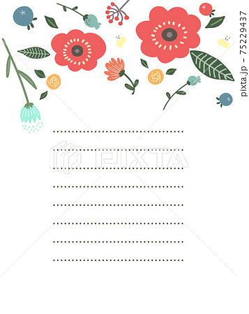 おしゃれな花のお手紙フレーム落書き風のイラスト素材